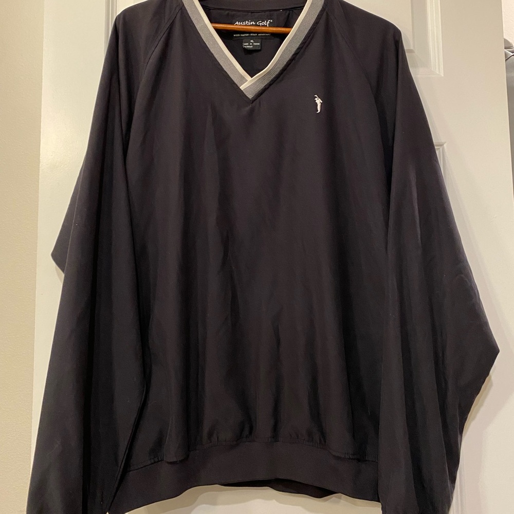 AUSTIN GOLF Pullover Windbreak V NeckLong Sleeve BLACK-XL▪️water/stain resistant